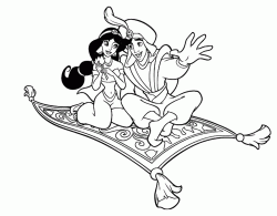 Aladdin and Jasmine happy on the flying carpet