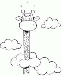 The giraffe comes with the neck up to the clouds