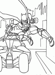 Batman jumps out of the batmobile