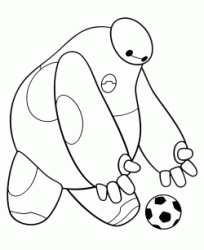 Baymax plays with the ball