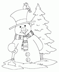 A snowman in front of the Christmas tree