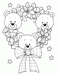 Christmas wreath with teddy bears and stars