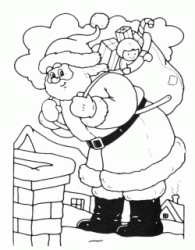 Santa Claus brings presents from the fireplace