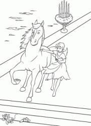 Cinderella stops the horse while Jaq and Gus escape