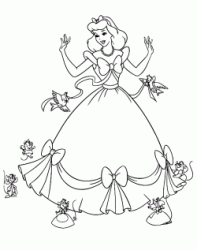 Mice and birds help Cinderella make her dress