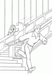 The King throws himself down the stairs to stop the Prince