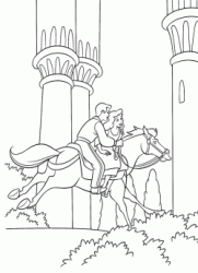 The Prince brings Cinderella on horseback