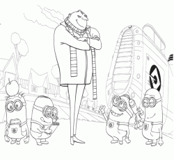 Gru and the Minions near the spaceship