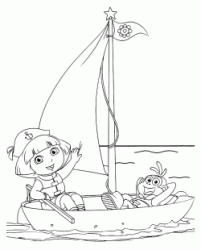 Dora and Boots on the sailboat