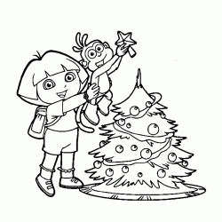 Dora and Boots prepare the Christmas tree