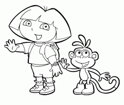 Dora the Explorer and her friend ape Boots greet