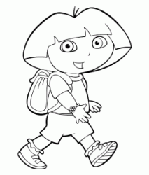 Dora walks happy with her backpack