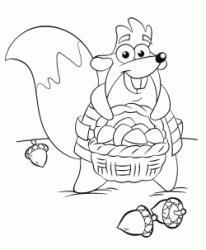 Tyco with a basket full of acorns