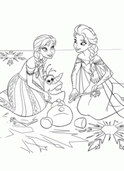 Elsa and Anna attempting to fix Olaf