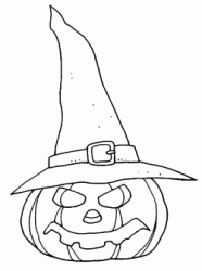A pumpkin with a witch's hat