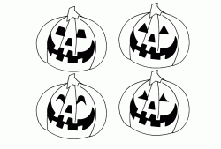 Four pumpkins with four different smiles