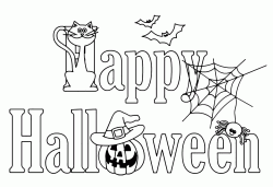 Halloween banner with pumpkin cat and spider webs