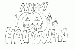 Happy Halloween banner with a pumpkin and candles