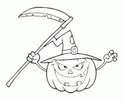 Pumpkin with scythe in his hand