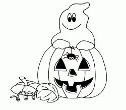 The ghost inside the pumpkin with the little spider