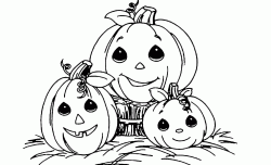 Three pumpkins with very sweet little face