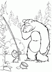 Bear is in despair because Masha has intrigued the line on a tree