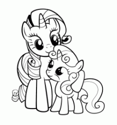 Rarity with a baby pony