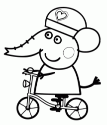 Emily Elephant in bicycle with helmet