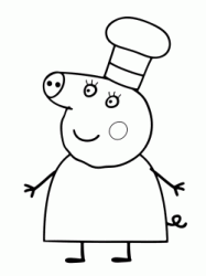 Mummy Pig wearing the chef hat