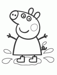 Peppa Pig jumping in the puddle with her boots