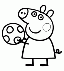 Peppa Pig plays with the ball