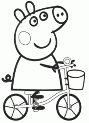 Peppa Pig rides a bicycle
