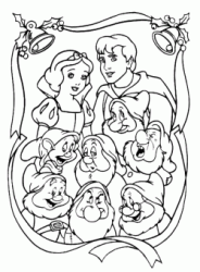 A painting by Snow White the prince and the seven dwarfs