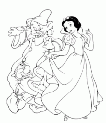 Snow White dances with the dwarfs