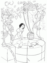 Snow White looks into the well