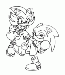 Shadow hits a fist at Sonic