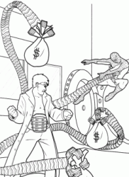 Spiderman against Doctor Octopus as he steals bank