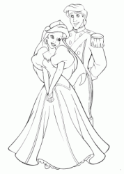 Ariel and Eric dressed as bride and groom