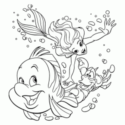 Ariel and Sebastian pursue Flounder undersea