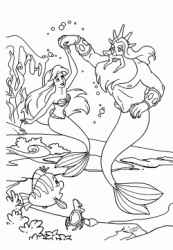 Ariel dances with his father Triton at the bottom of the sea
