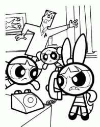 Blossom on the phone while Bubbles and Buttercup wait angrily