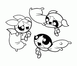 The Powerpuff Girls play with pillows