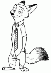 The fox Nick Wilde with his hands in his pockets