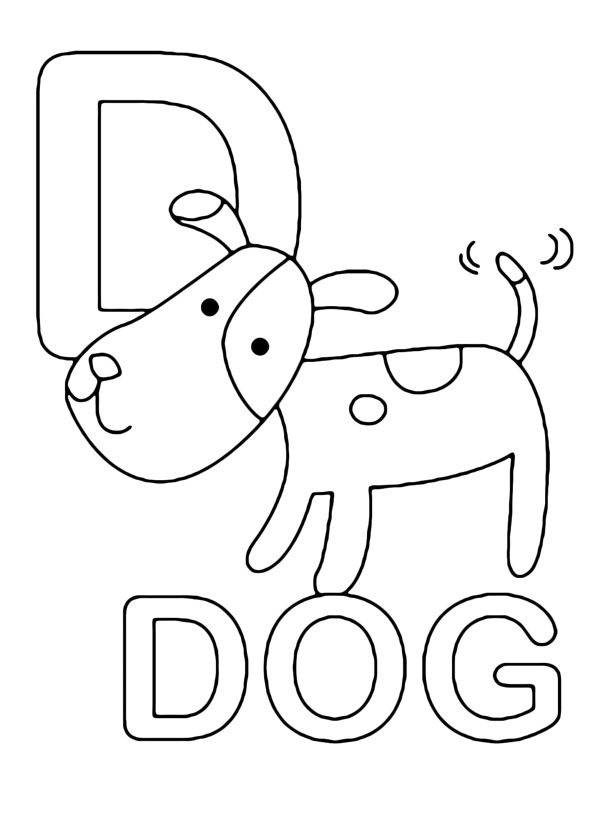 Download Letters and numbers - D for dog uppercase letter