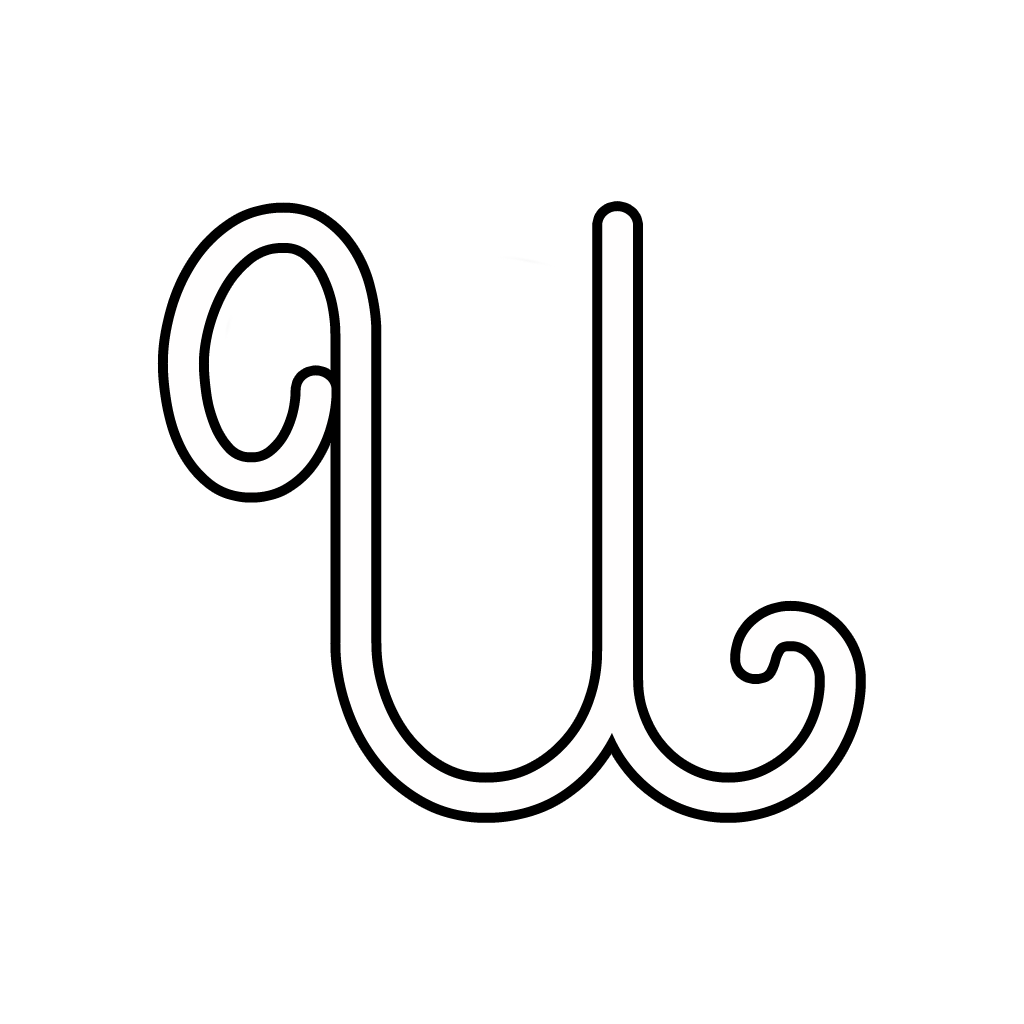 Letters and numbers U Cursive uppercase - letter