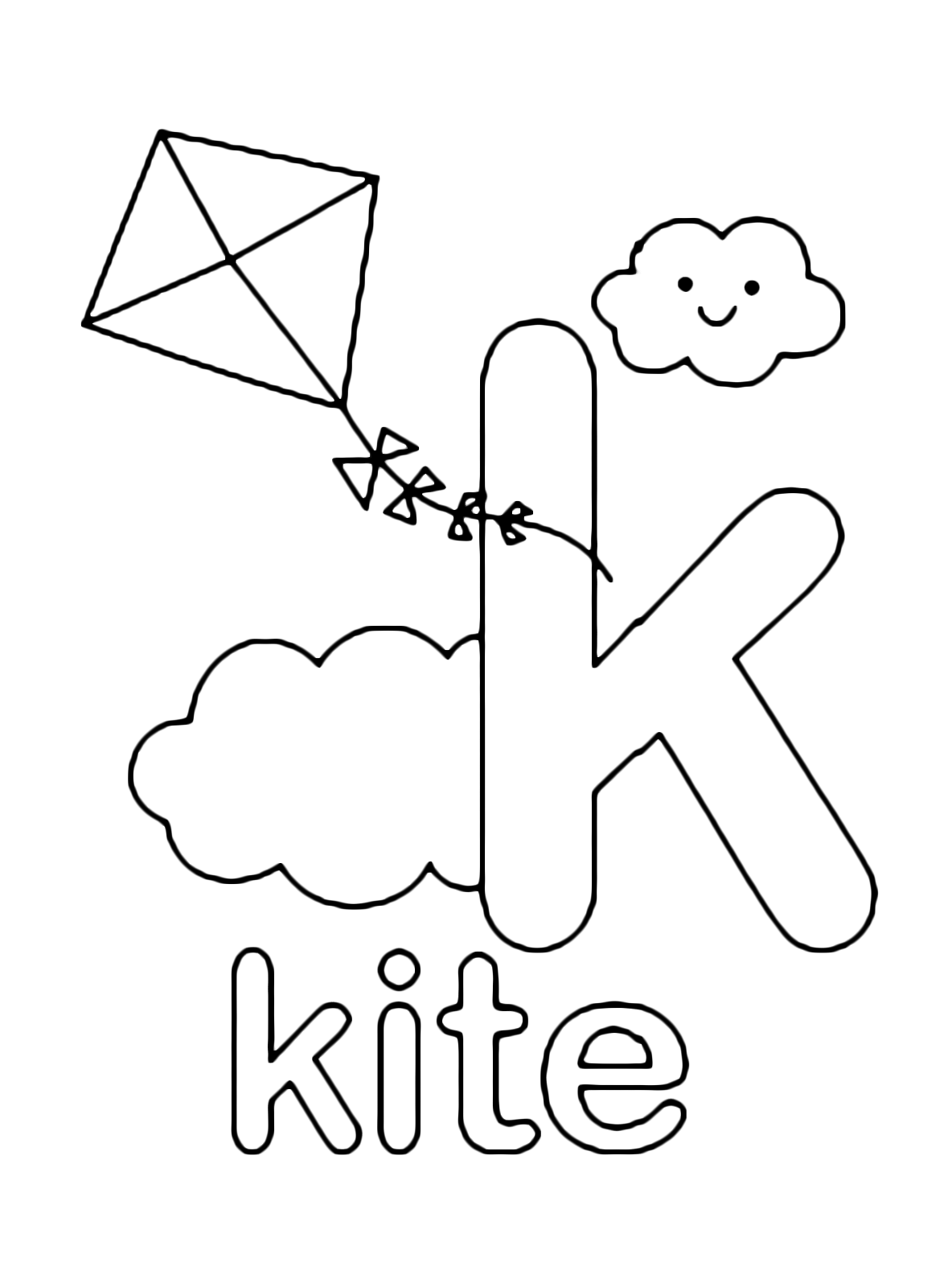 K Is For Kite Coloring Page
