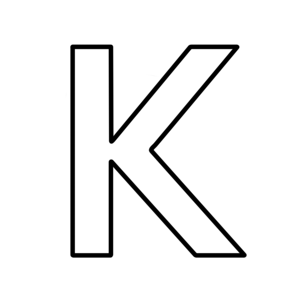 Letters and numbers - Letter K block capitals