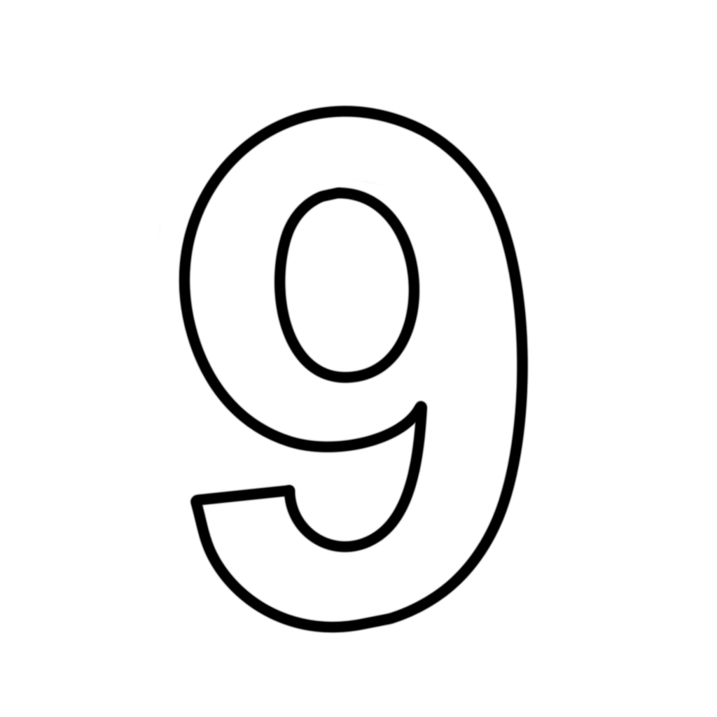 Letters and numbers - Number 9 (nine)