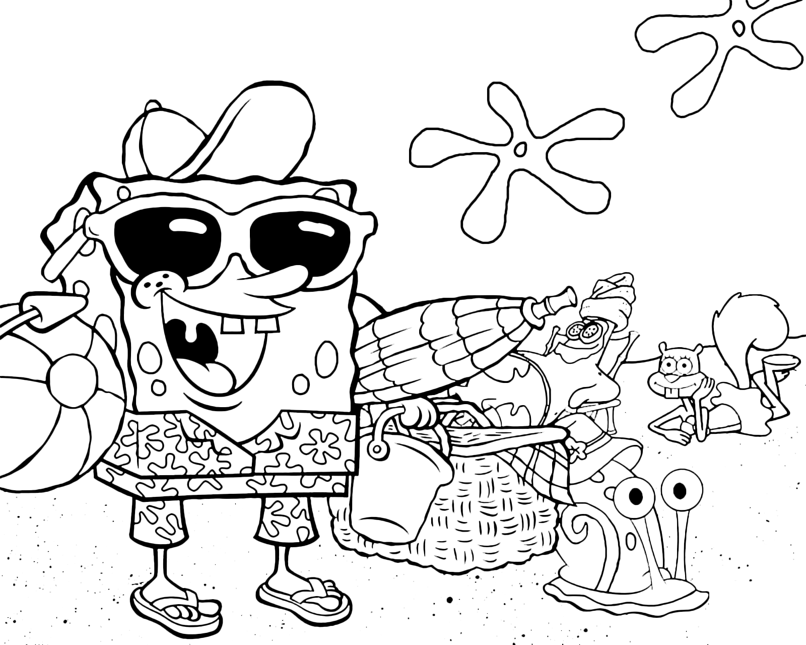 Spongebob And Patrick And Gary Coloring Pages