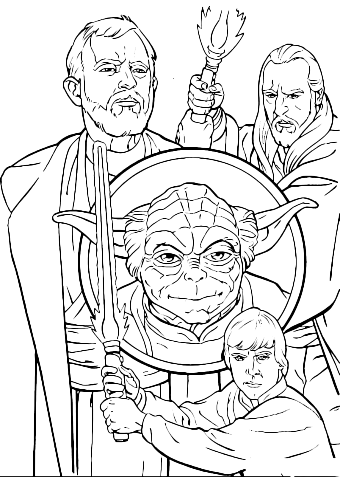 Star Wars - The Jedi masters Yoda Qui Gon Jinn Obi Wan Kenobi Luke